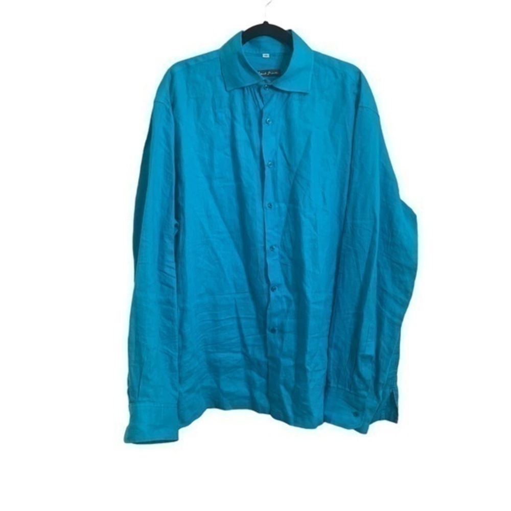 Island‎ Importer Amalfi Linen Dress Shirt Malibu Blue Size XXL